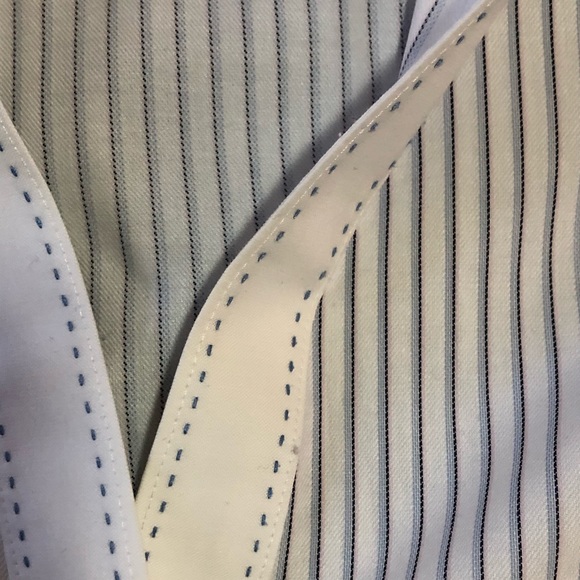 Brooks Brothers Non-iron dress shirt, white w blue, pink, & black stripe sz 2. - Picture 4 of 9